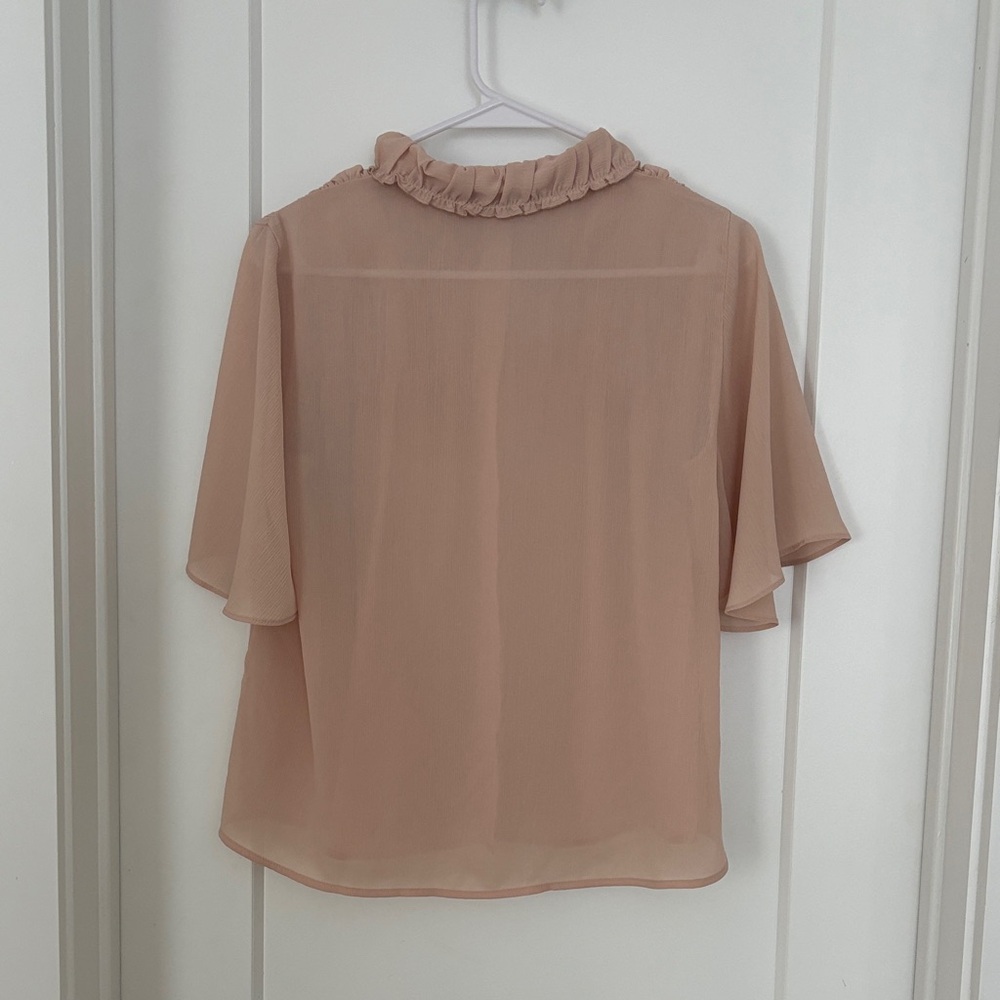 Women’s Ruffle Button-Front Blouse - Blush - Picture 5 of 6